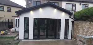 Outside view of a new house extension in Dublin  -  by Old Craft General Building, Leinster builders.